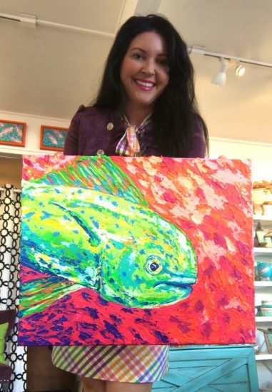 She’s a Hot Mess (sold), Acrylic by Amy-Lauren Lum Won - Kauai fish art, Hawaii fish paintings